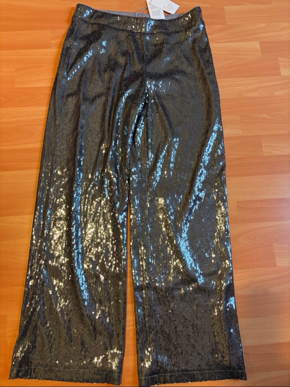 New size 10 silver sequin sparkly wide leg a new day lined pants-evening